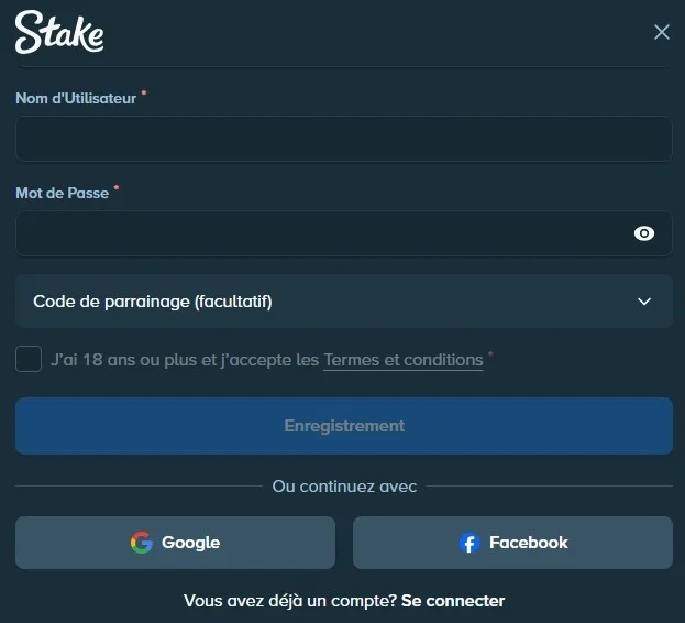 Stake casino s'inscrire